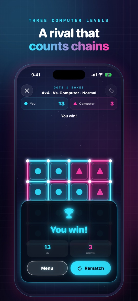End of game screen with final scores