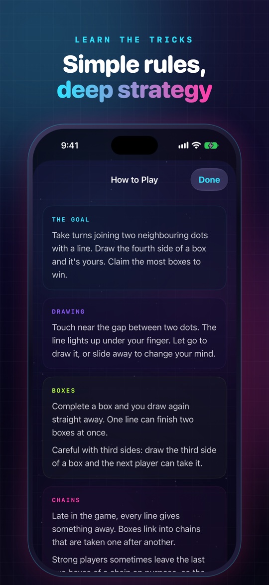 How to play, including chains