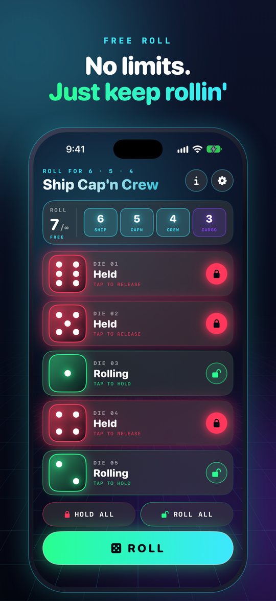 Free Roll mode with no roll limit